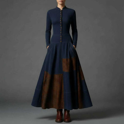 Fringilla Vintage Plaid Suede Maxi Dress | Women's Maxi Dress