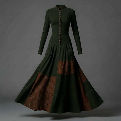 Fringilla Vintage Plaid Suede Maxi Dress | Women's Maxi Dress