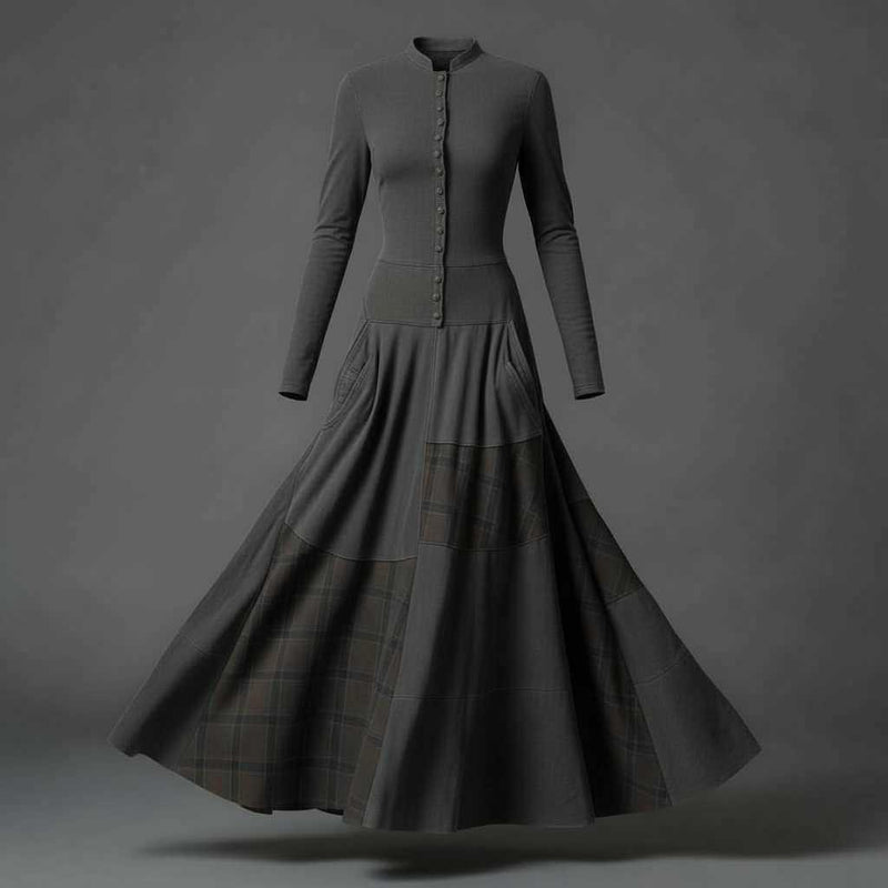 Fringilla Vintage Plaid Suede Maxi Dress | Women's Maxi Dress