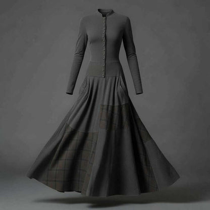 Fringilla Vintage Plaid Suede Maxi Dress | Women's Maxi Dress