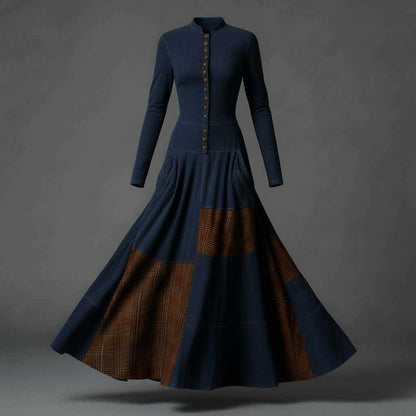 Fringilla Vintage Plaid Suede Maxi Dress | Women's Maxi Dress