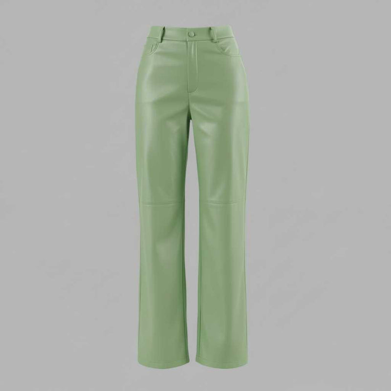 High Waist Wide Leg Leather Pants | Women's Trousers
