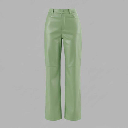 High Waist Wide Leg Leather Pants | Women's Trousers