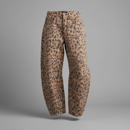 Leopard Print Barrel Jeans | Women's Casual Jeans